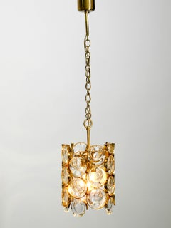 1960s Small Palwa Pendant Lamp with Heavy Brass Frame and Large Crystal Stones