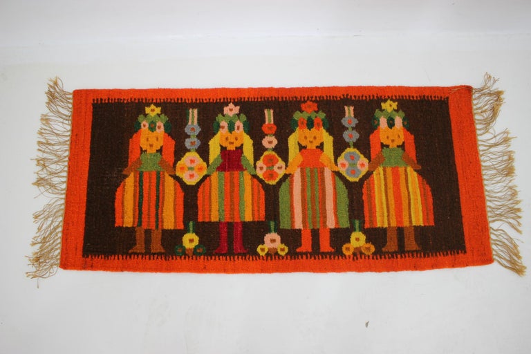 1960s Small Polish Wool Rug For Sale at 1stDibs