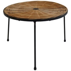 1960s Small Rattan Wicker Table by Desmond Sawyer Designs