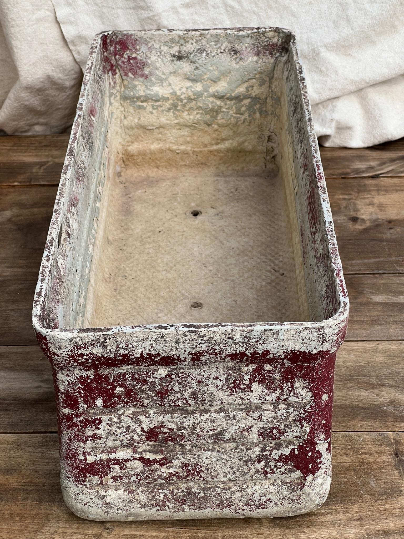 Mid-20th Century 1960s Small Red Willy Guhl Rectangular Concrete Planter For Sale