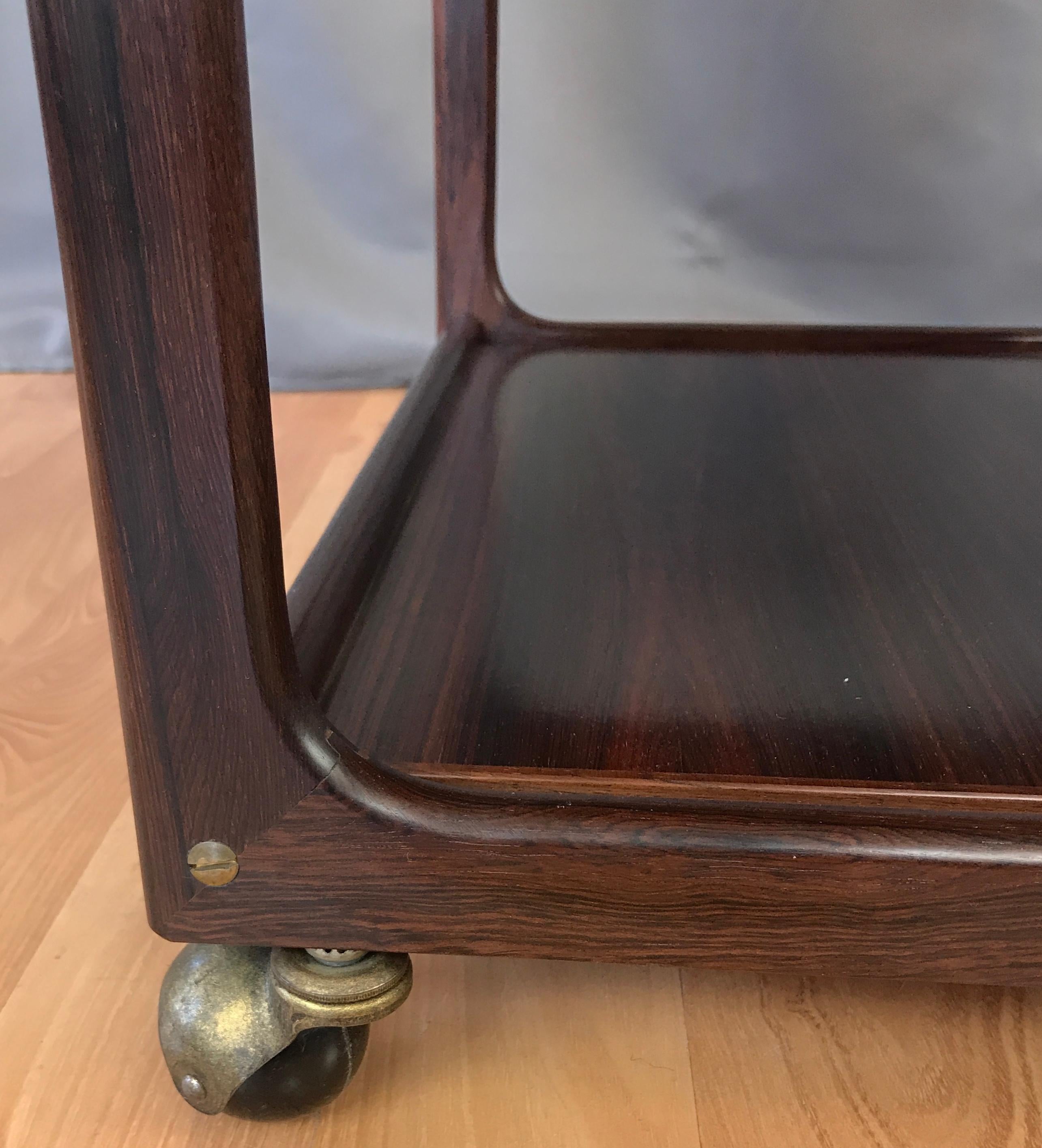 1960s Small Scandinavian Modern Rosewood Work Cabinet, table with Wheels 4