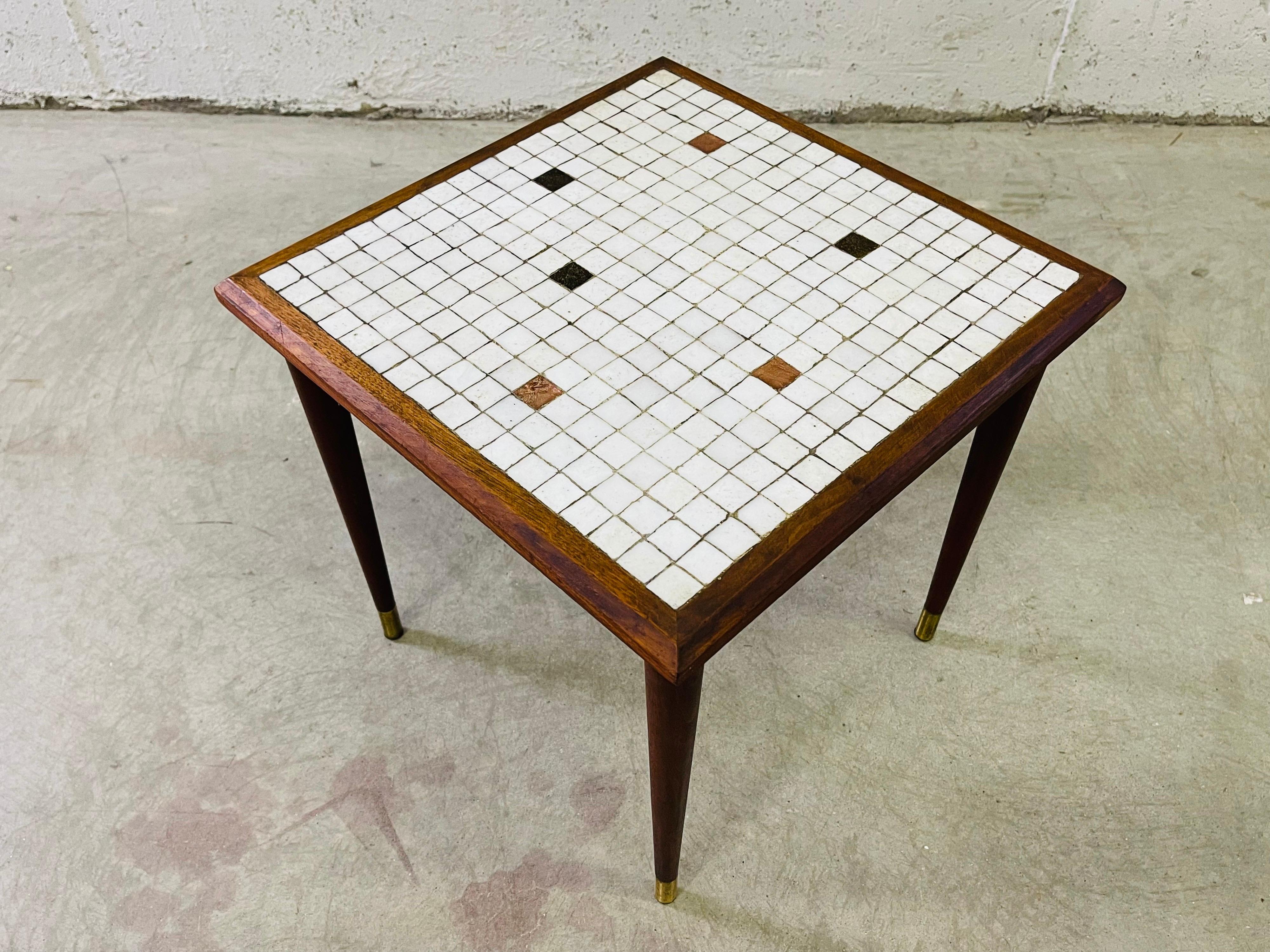 Mid-Century Modern 1960s Small Square Tile Top Side Table