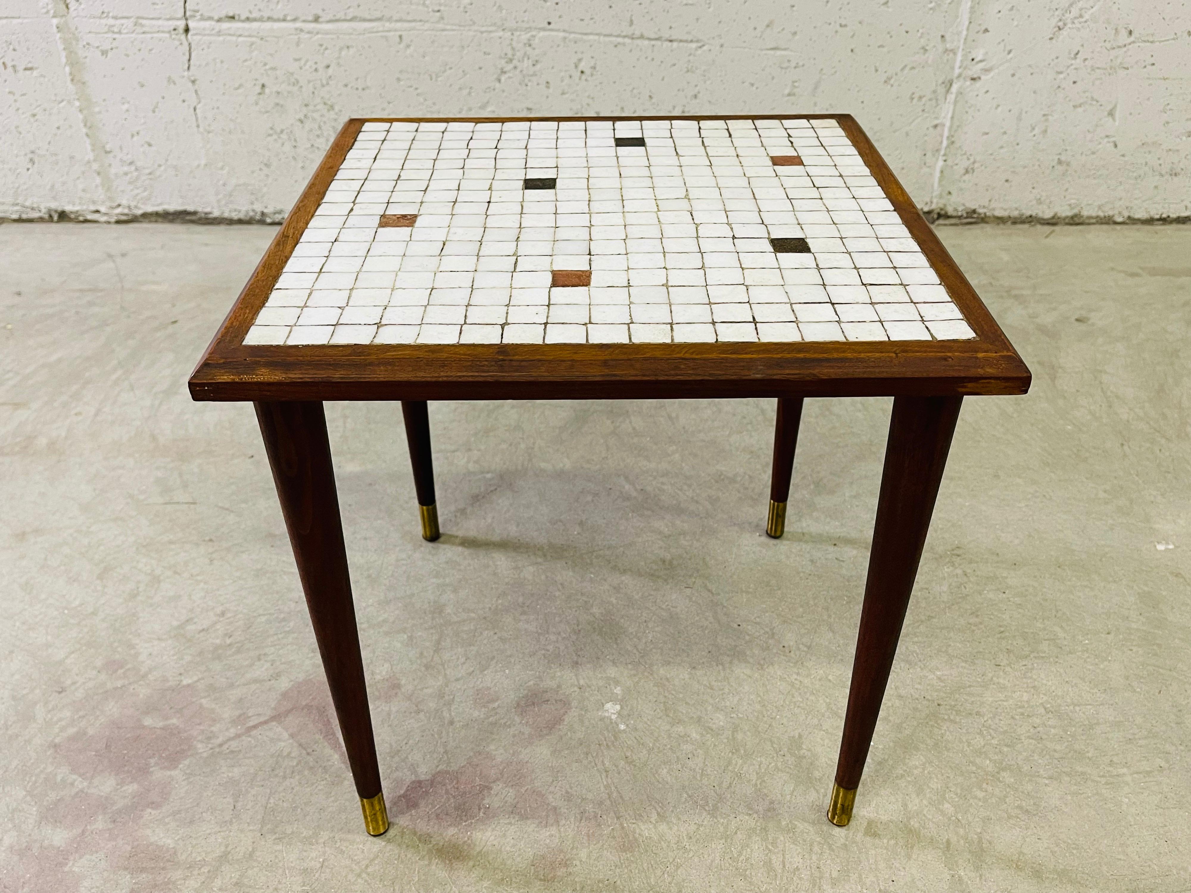 20th Century 1960s Small Square Tile Top Side Table