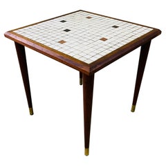 1960s Small Square Tile Top Side Table