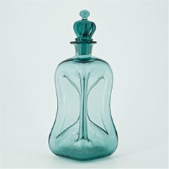 1960s Smoke Grey Liquor Cabinet Bar Whiskey Decanter Bottle Danish Art Glass