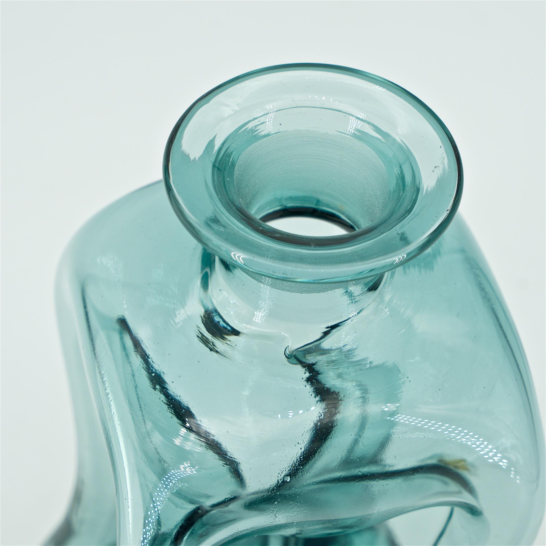 Mid-Century Modern 1960s Smoke Grey Liquor Cabinet Bar Whiskey Decanter Bottle Danish Art Glass