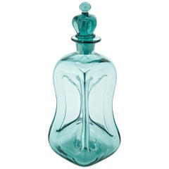 Retro 1960s Smoke Grey Liquor Cabinet Bar Whiskey Decanter Bottle Danish Art Glass