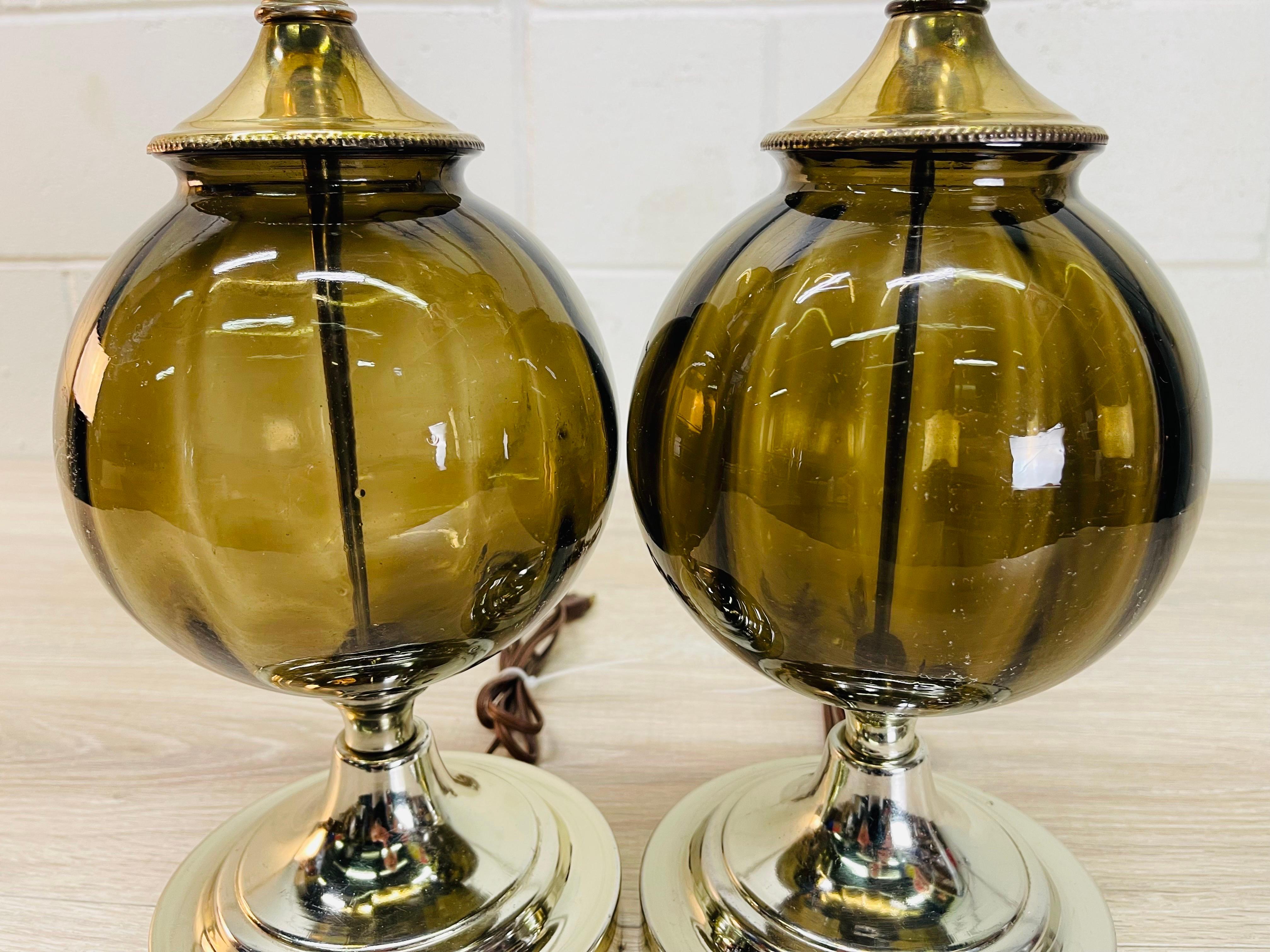 1960s Smoked Glass Table Lamps, Pair For Sale 4