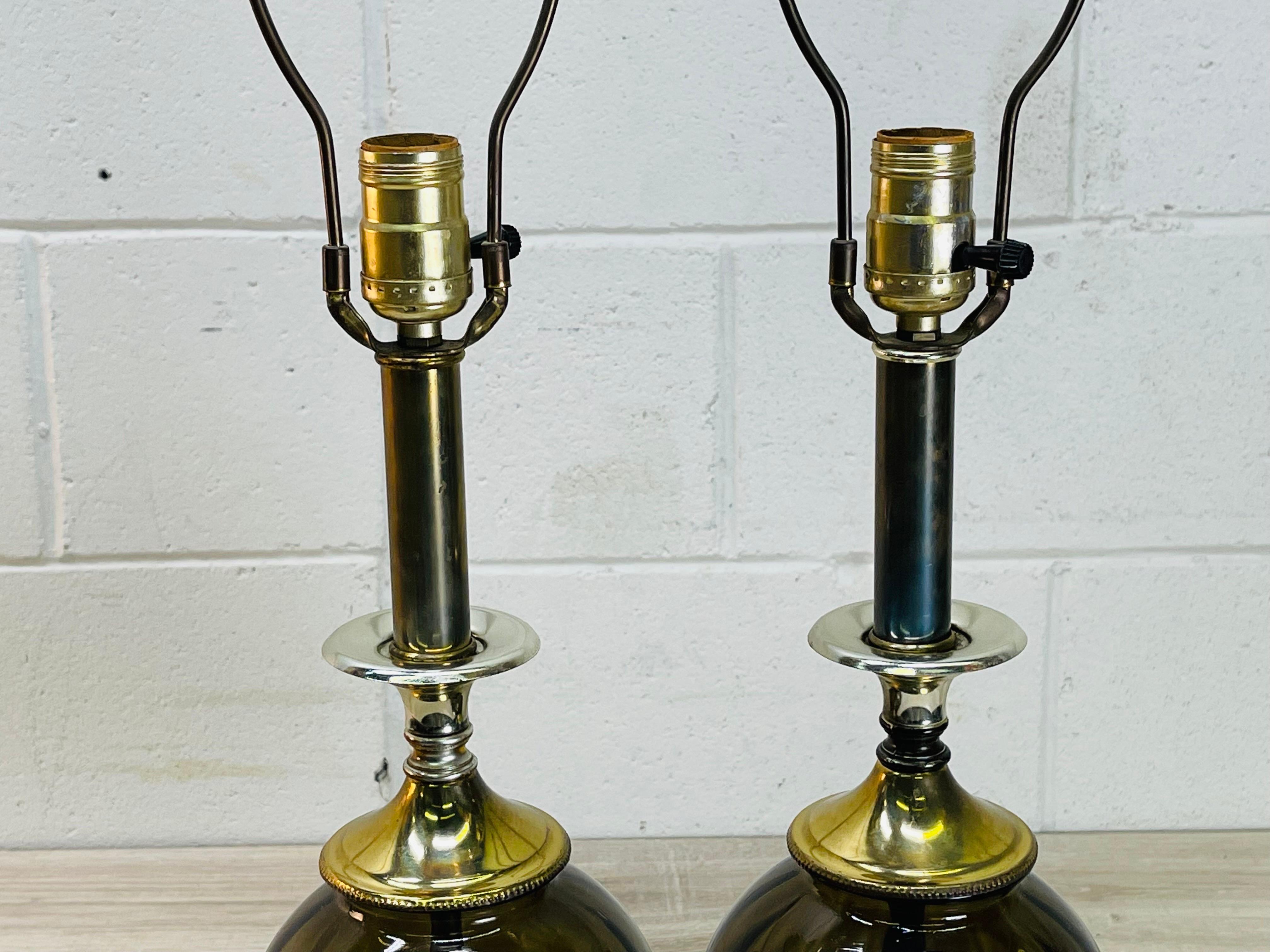 20th Century 1960s Smoked Glass Table Lamps, Pair For Sale