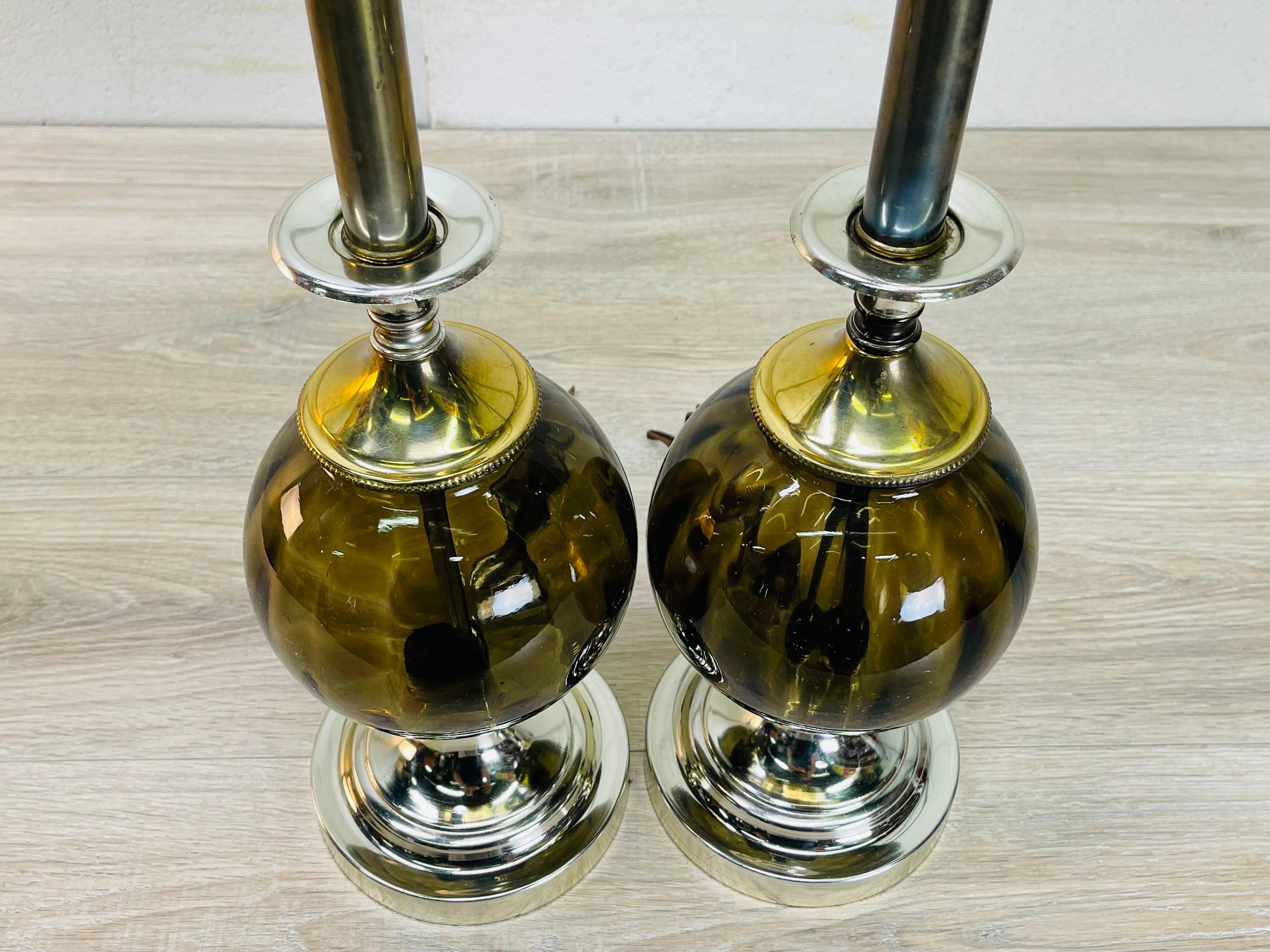1960s Smoked Glass Table Lamps, Pair For Sale 2