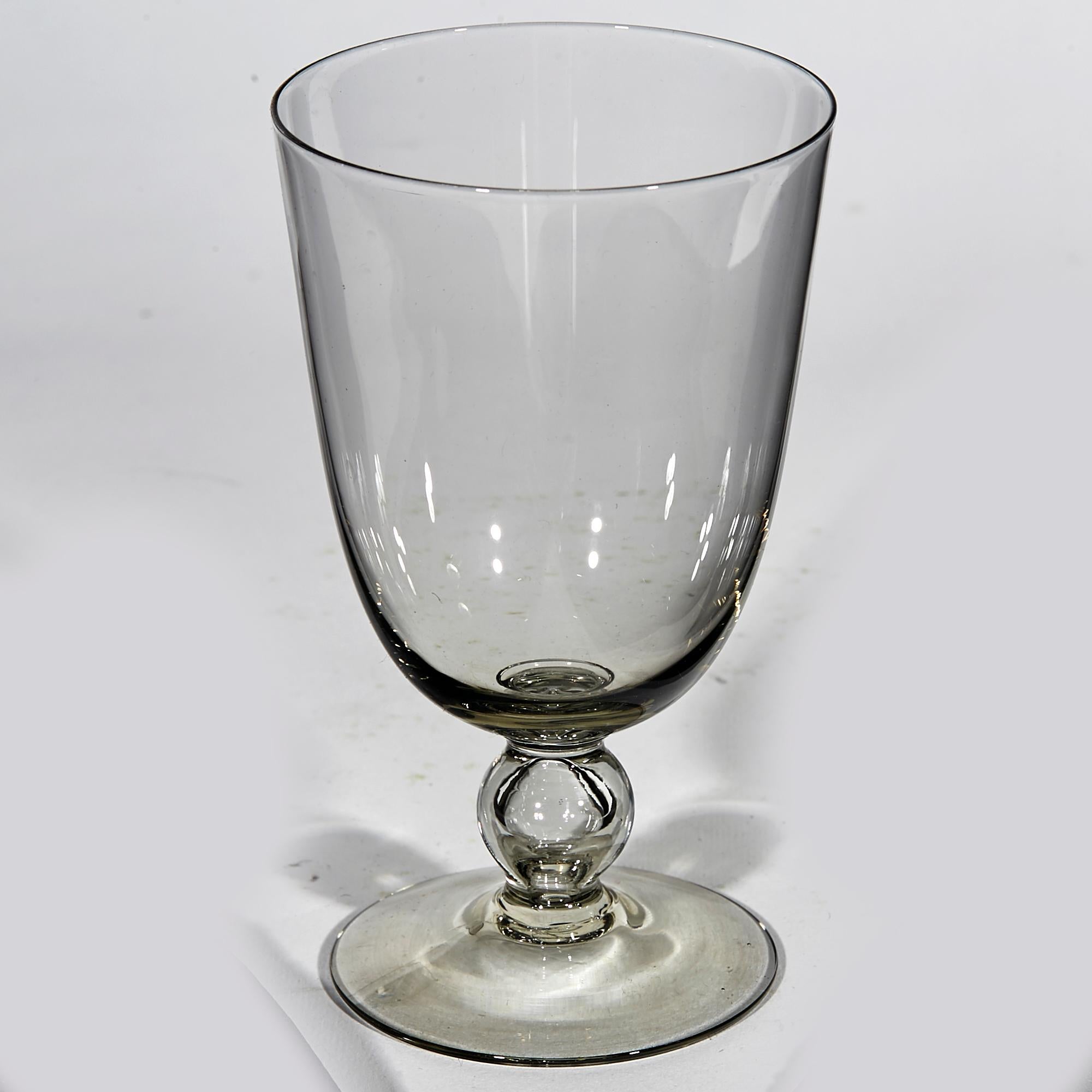 Mid-Century Modern 1960s Smoked Glass Water Stems, Set of 8