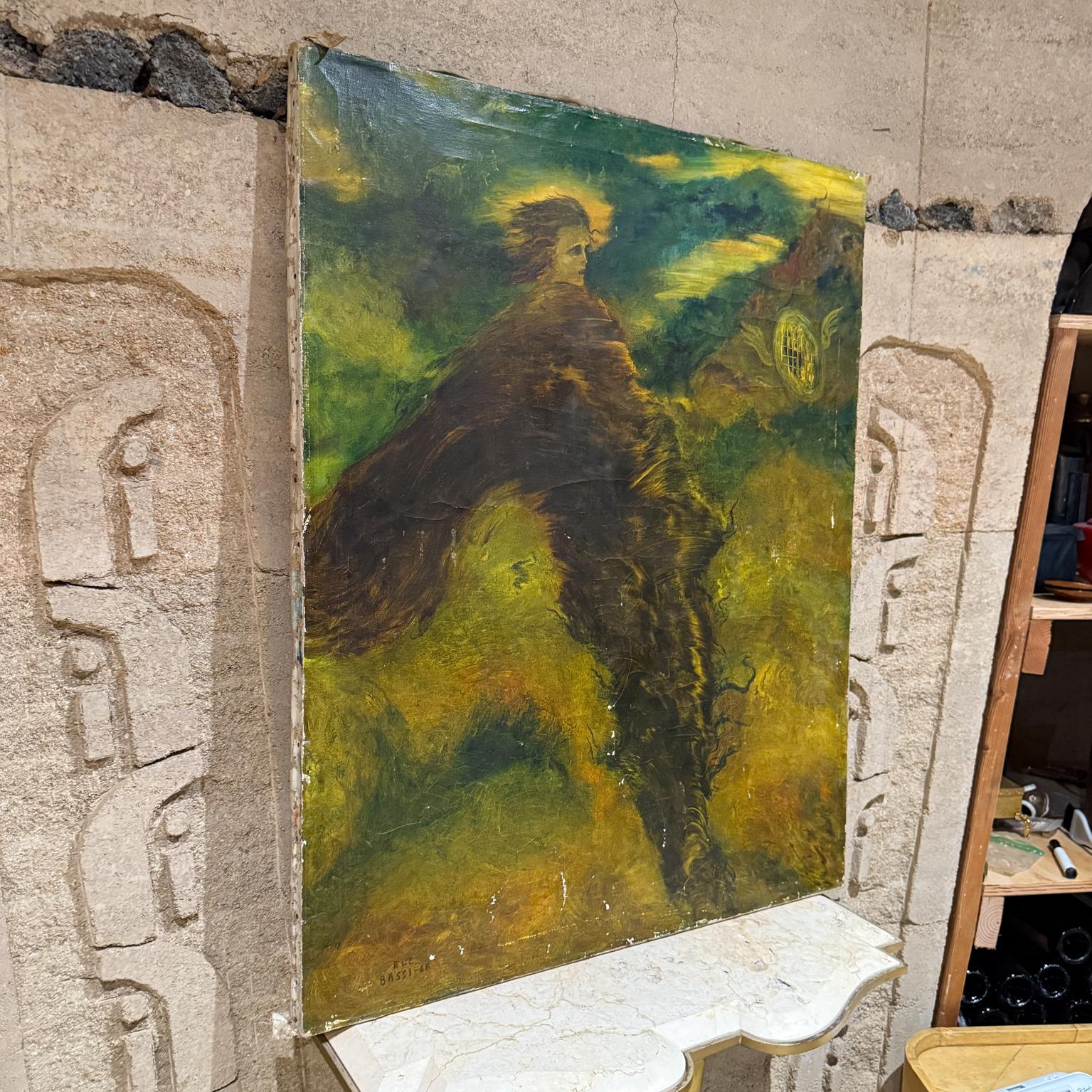 1960s Sofía Bassi Art Mexican Surrealist Painting El Coil In Fair Condition For Sale In Chula Vista, CA