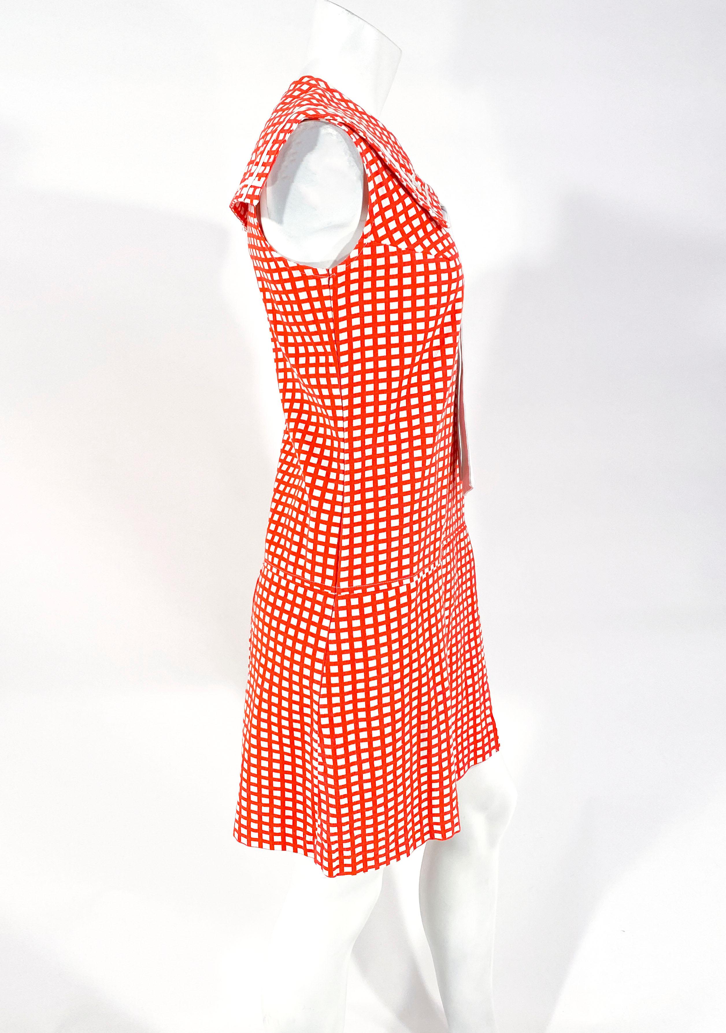 Weiches rot-weiß bedrucktes Skort-Kleid aus den 1960er Jahren im Angebot 1