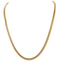 1960s Solid 18K Yellow Gold Curb Link Chain Necklace
