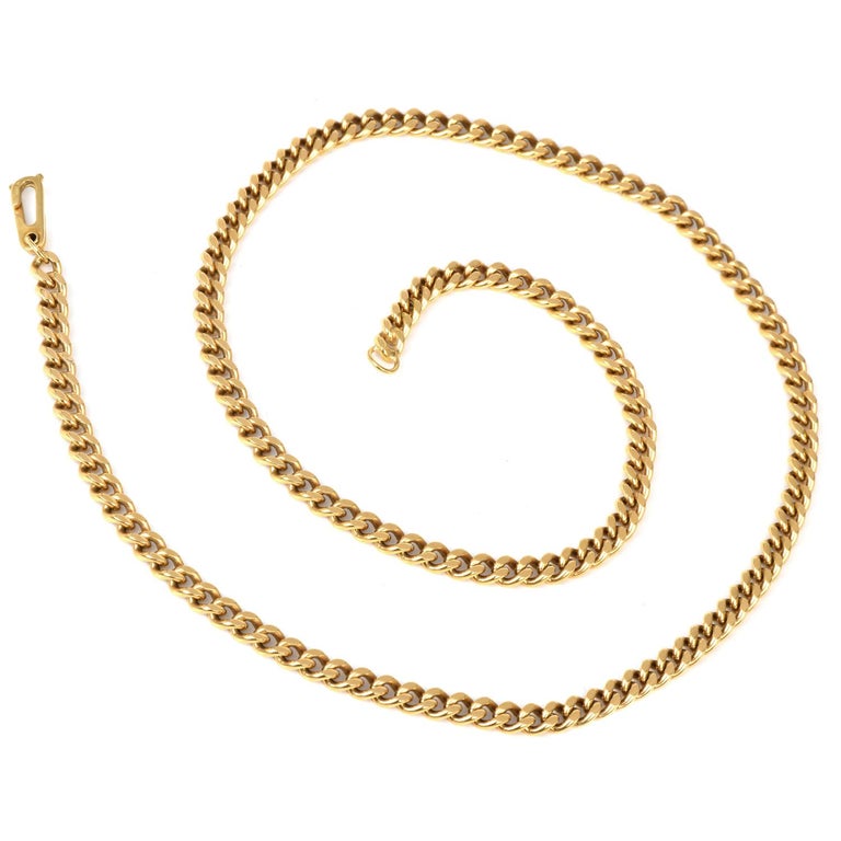 1960s Solid 18K Yellow Gold Curb Link Chain Necklace In Excellent Condition In Miami, FL