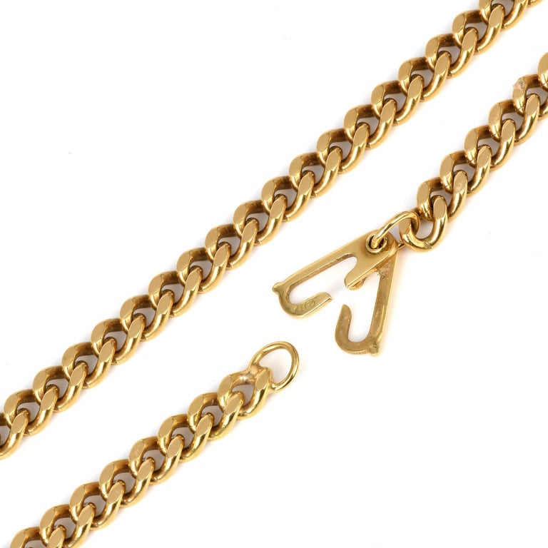 Women's or Men's 1960s Solid 18K Yellow Gold Curb Link Chain Necklace