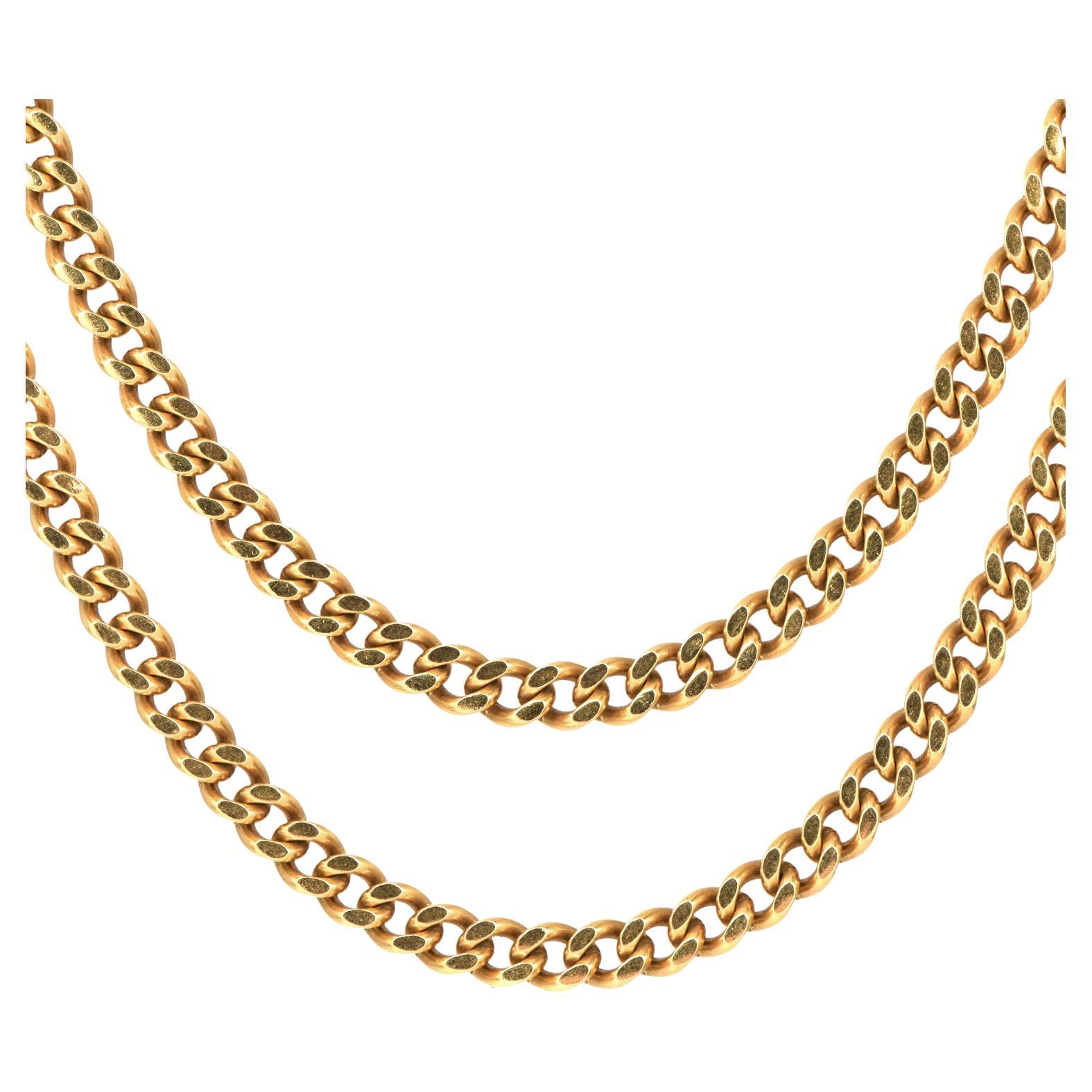 1960s Solid 18K Yellow Gold Curb Link Chain Necklace