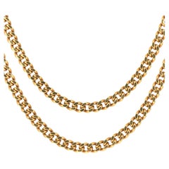 1960s Solid 18K Yellow Gold Curb Link Chain Necklace