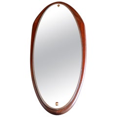 1960s Solid Afrormosia Framed Lozenge Shaped Wall Mirror