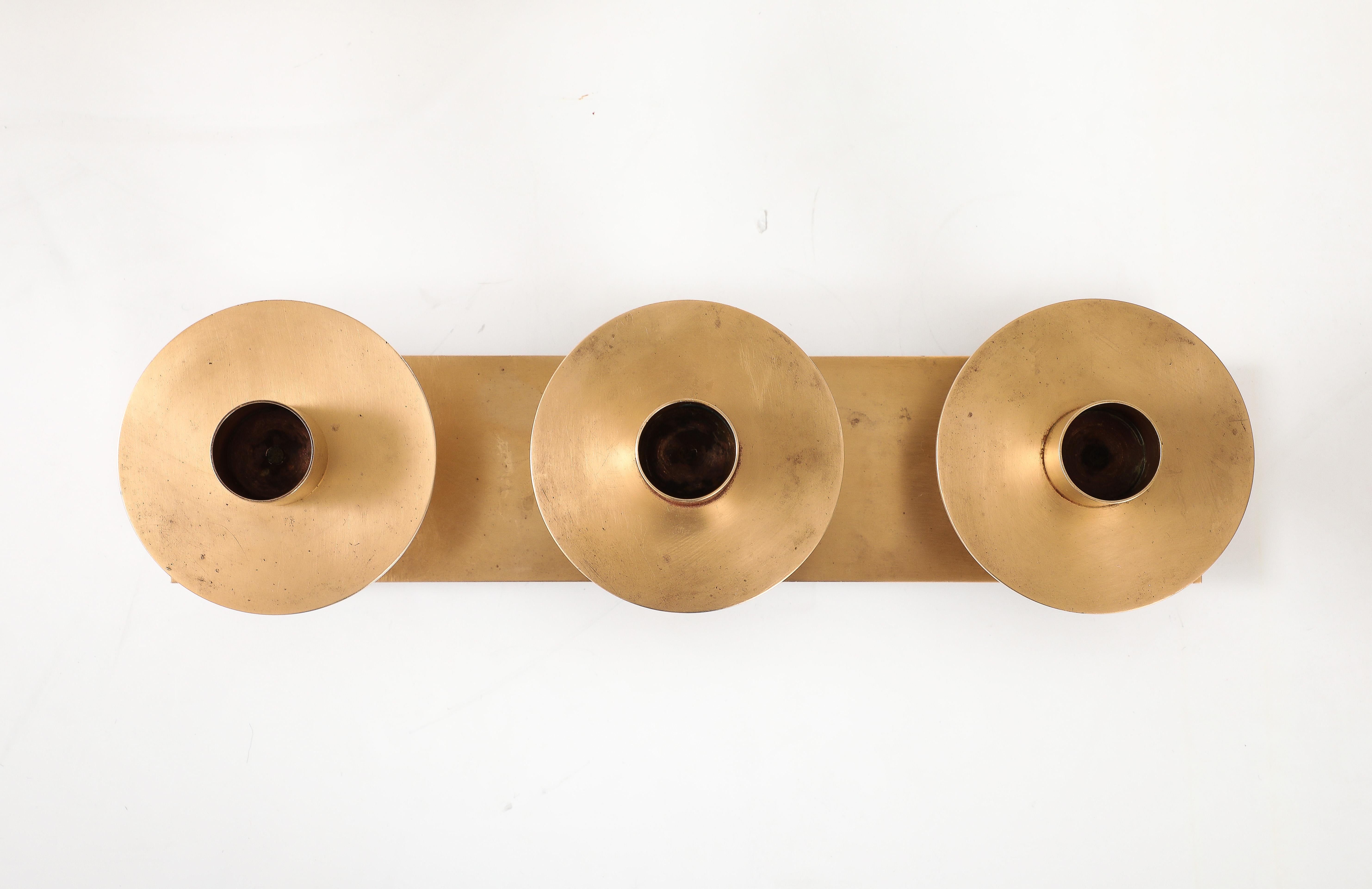 1960's Solid Brass Large Modernist Swedish Candlesticks  For Sale 2