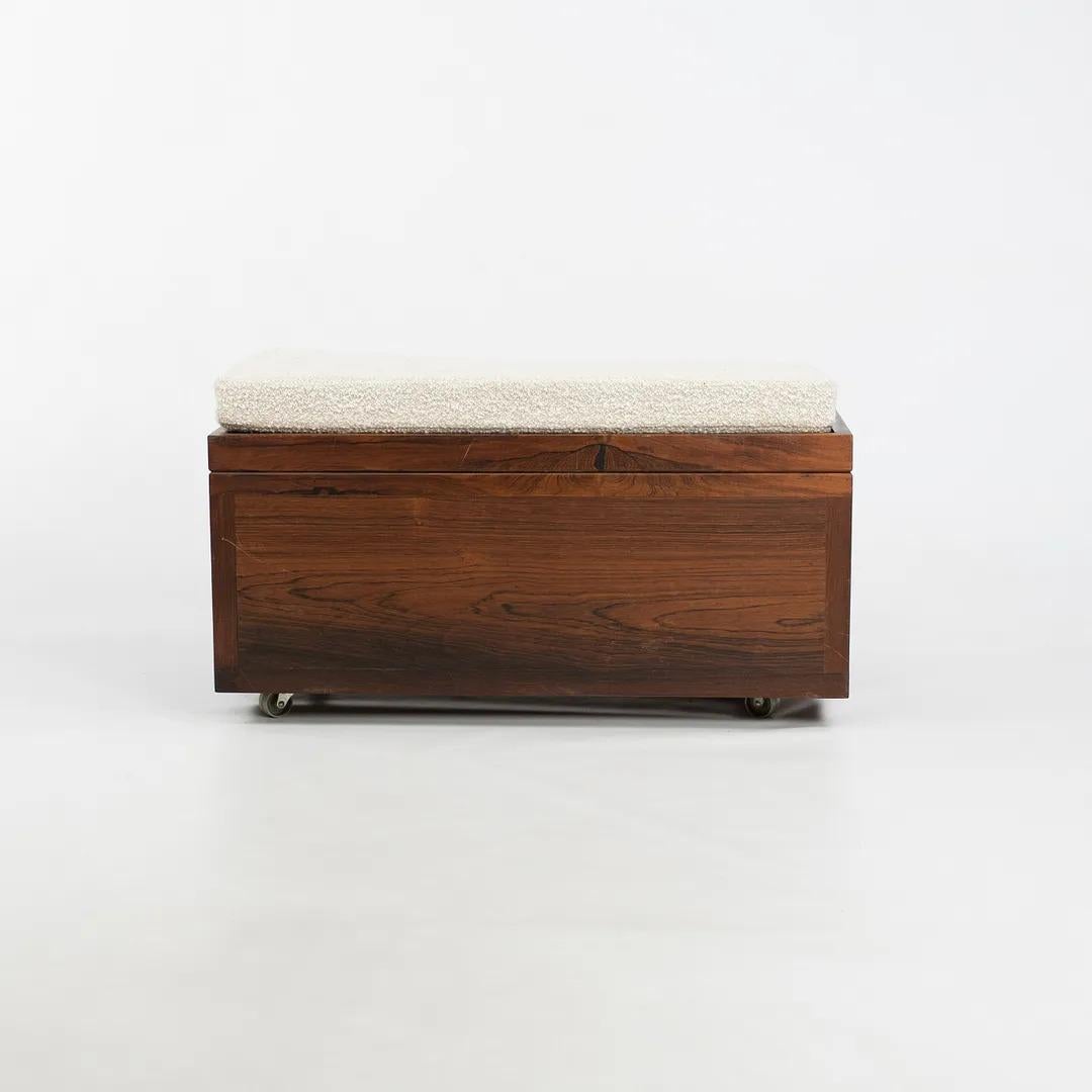 1960s Solid Brazilian Rosewood Sewing Chest / Cabinet from Denmark w Boucle Seat For Sale 6