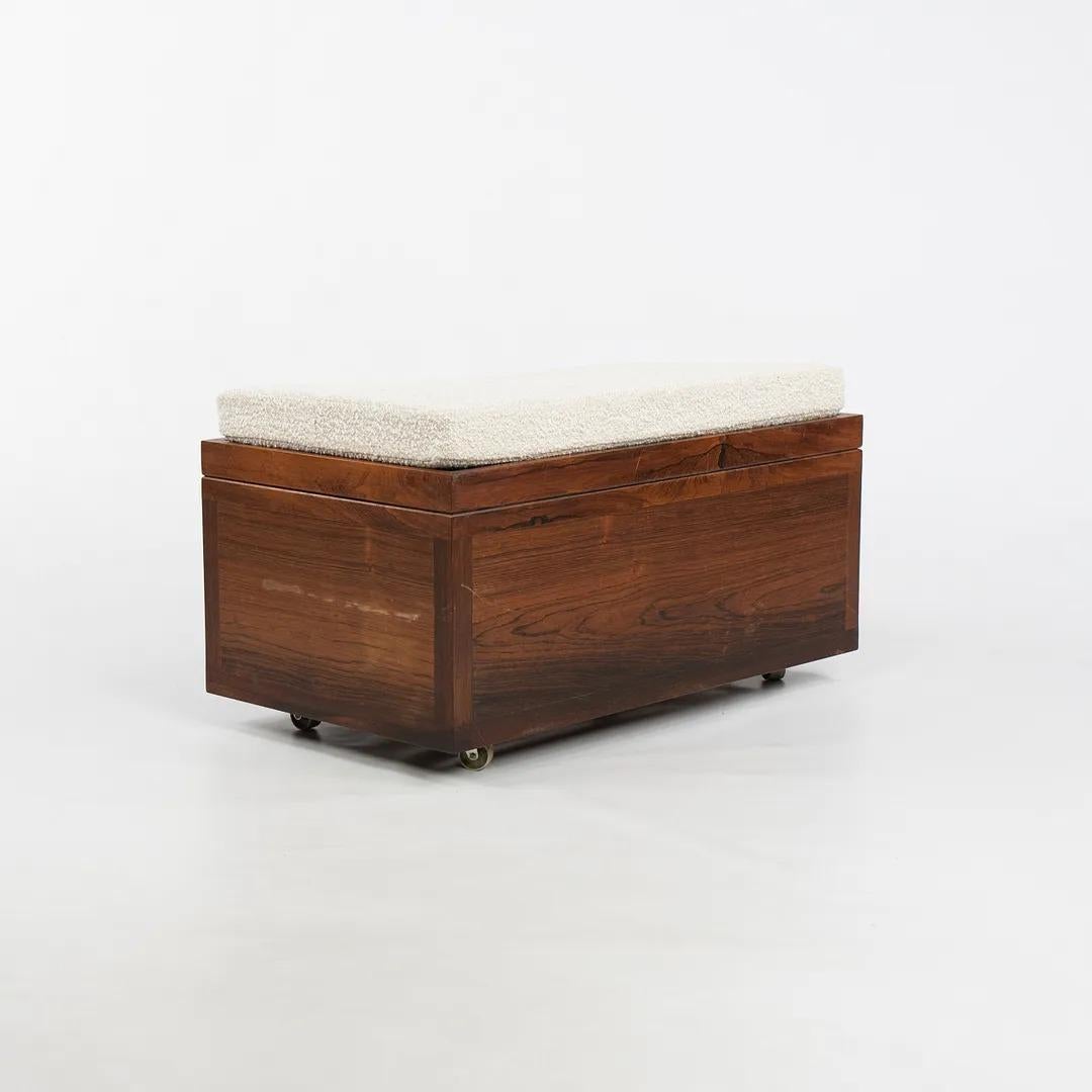 Danish 1960s Solid Brazilian Rosewood Sewing Chest / Cabinet from Denmark w Boucle Seat For Sale
