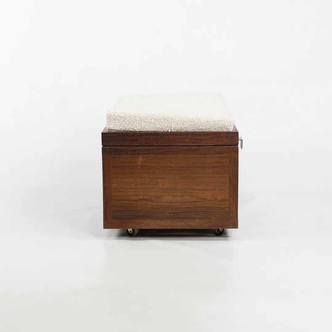 1960s Solid Brazilian Rosewood Sewing Chest / Cabinet from Denmark w Boucle Seat For Sale 3
