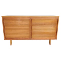 1960s Solid Elm Horizontal Line Lowboy Dresser