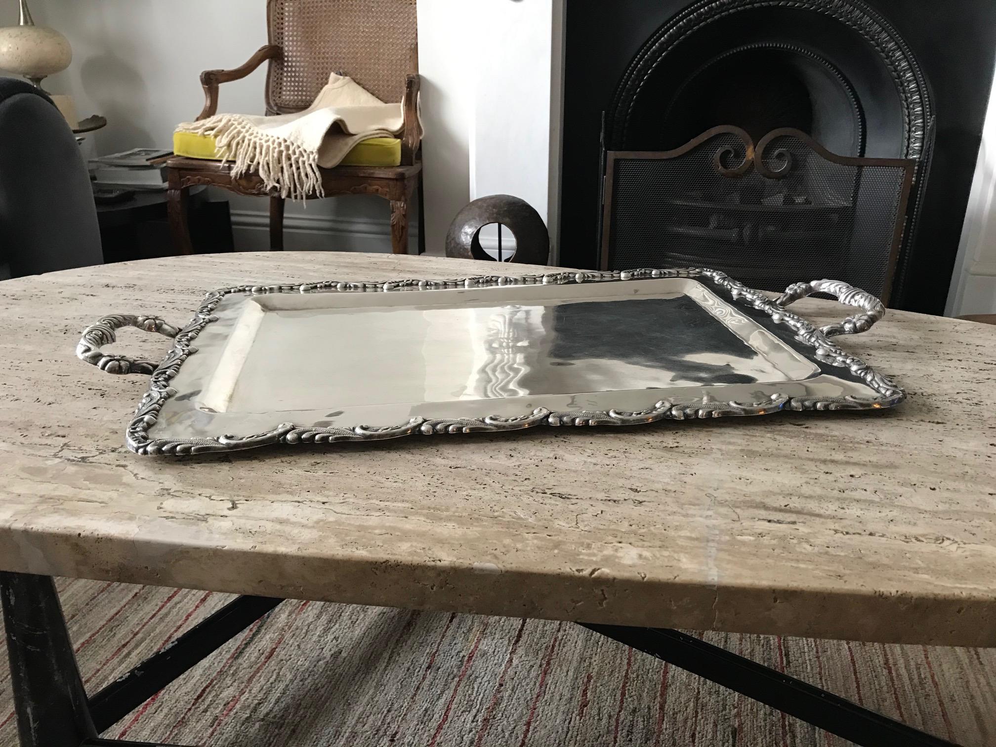 Mid-Century Modern 1960s Solid Silver Serving Tray For Sale
