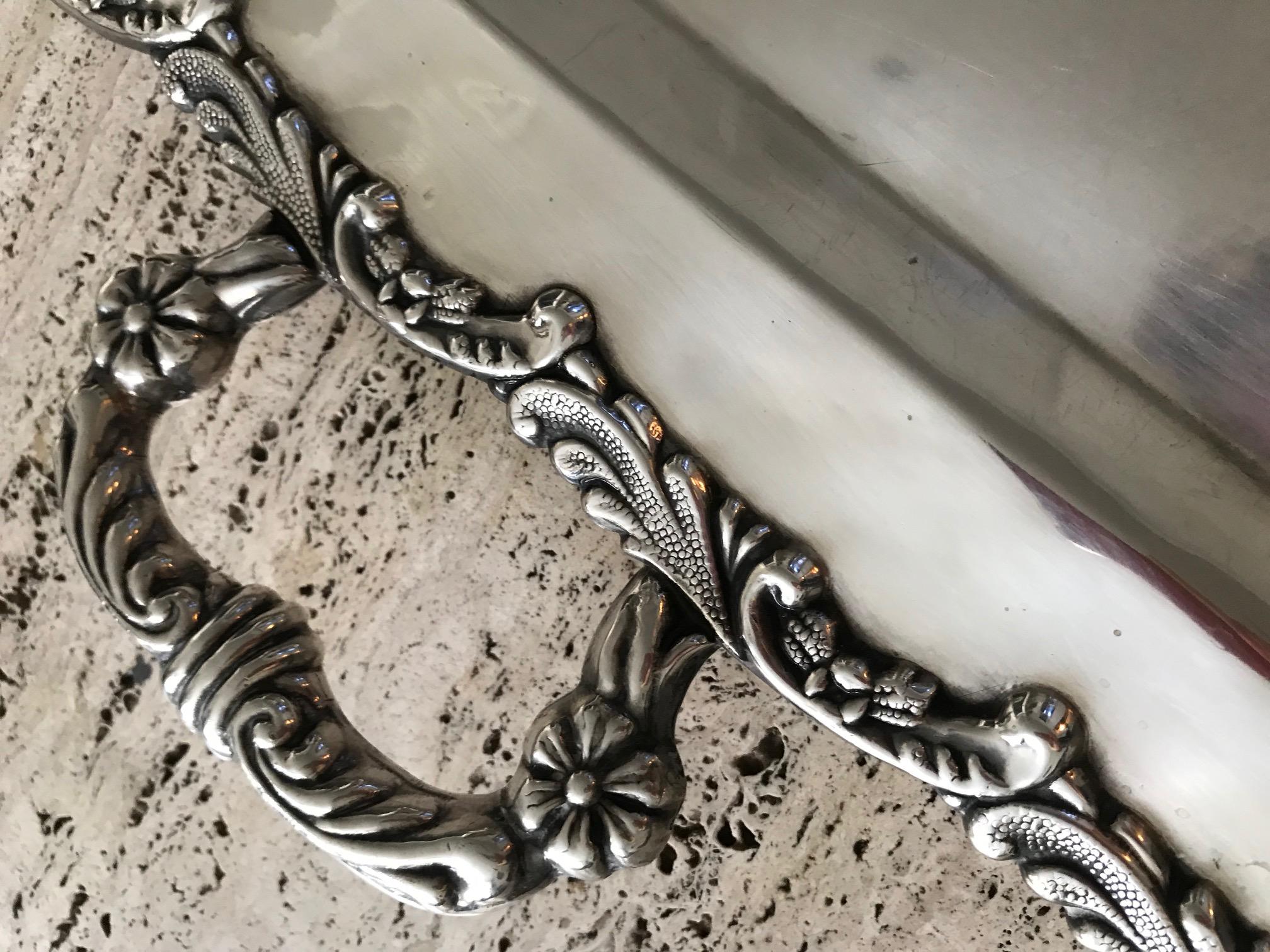 1960s Solid Silver Serving Tray For Sale 2