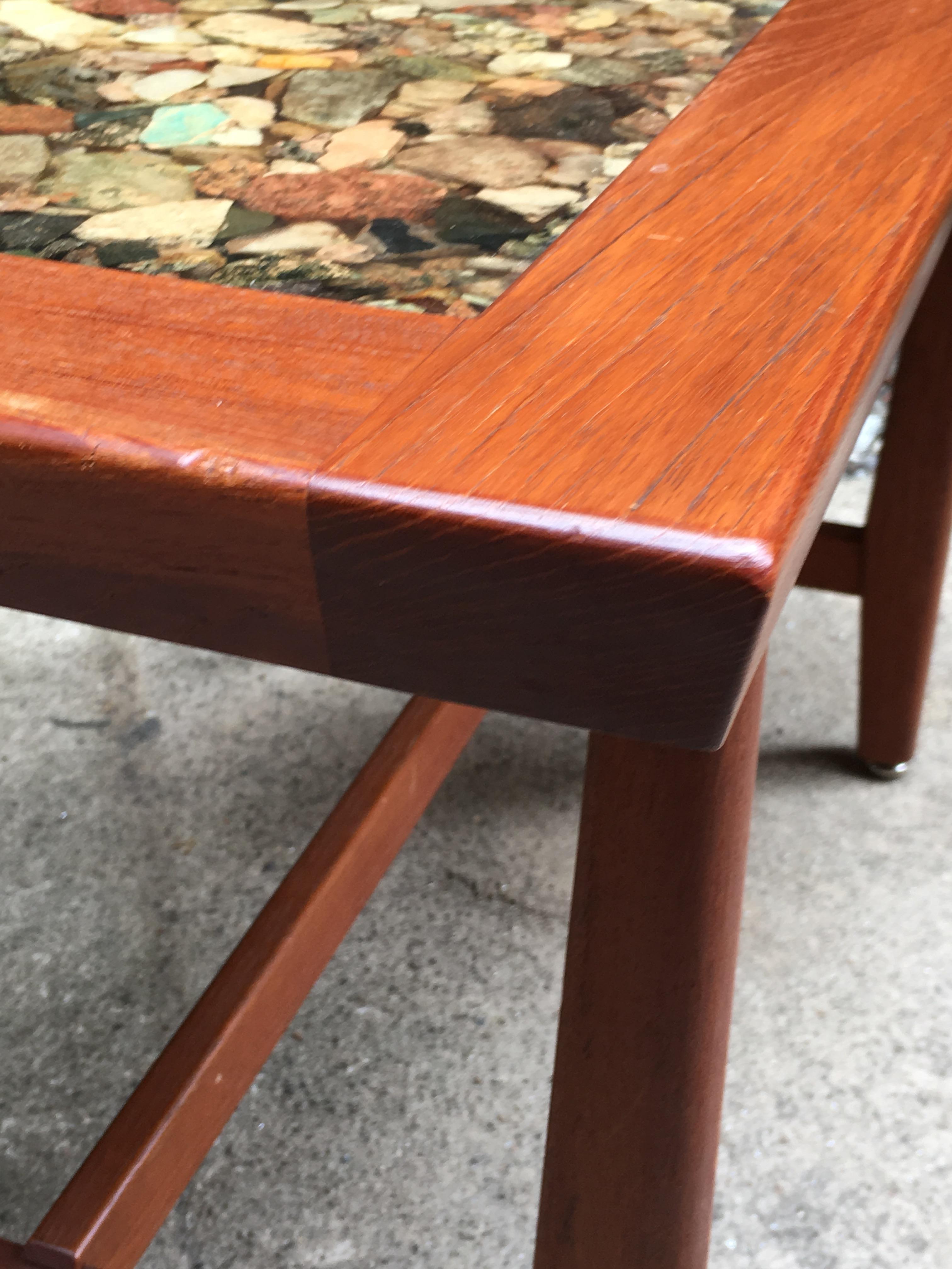 1960s Solid Teak and Rock Resin Specimen Tables Designed by Arvid Haerum 5