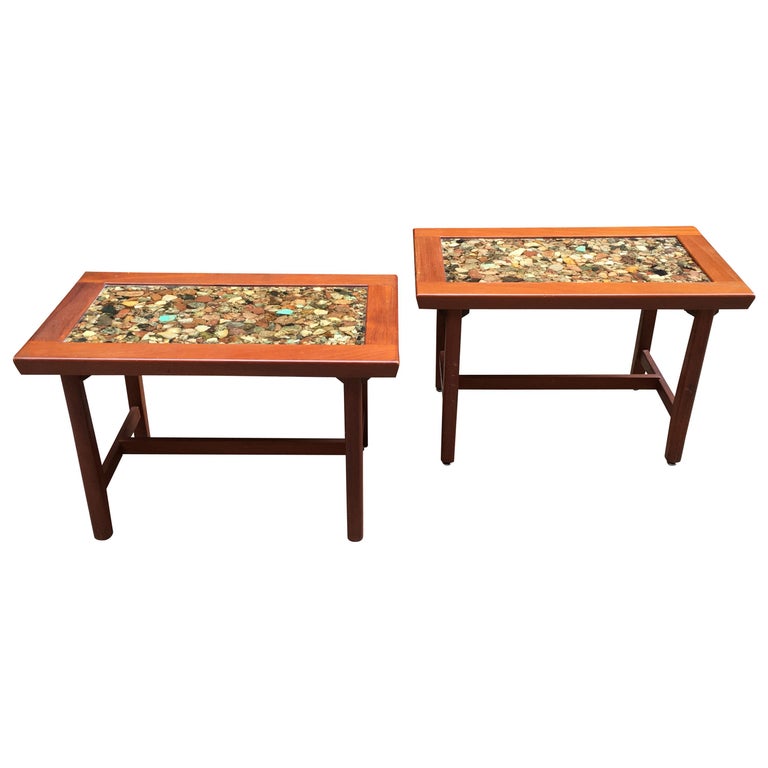 1960s Solid Teak and Rock Resin Specimen Tables Designed ...