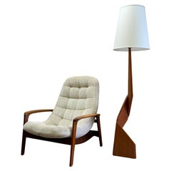 1960s Solid Teak Architectural Floor Lamp