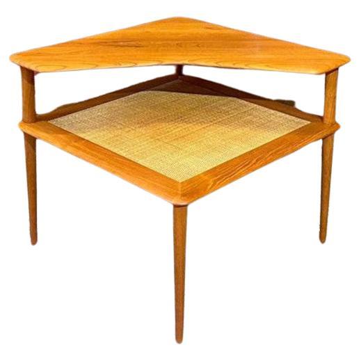 1960s Solid Teak Corner Coffee  Side  End Table by Peter Hvidt For Sale