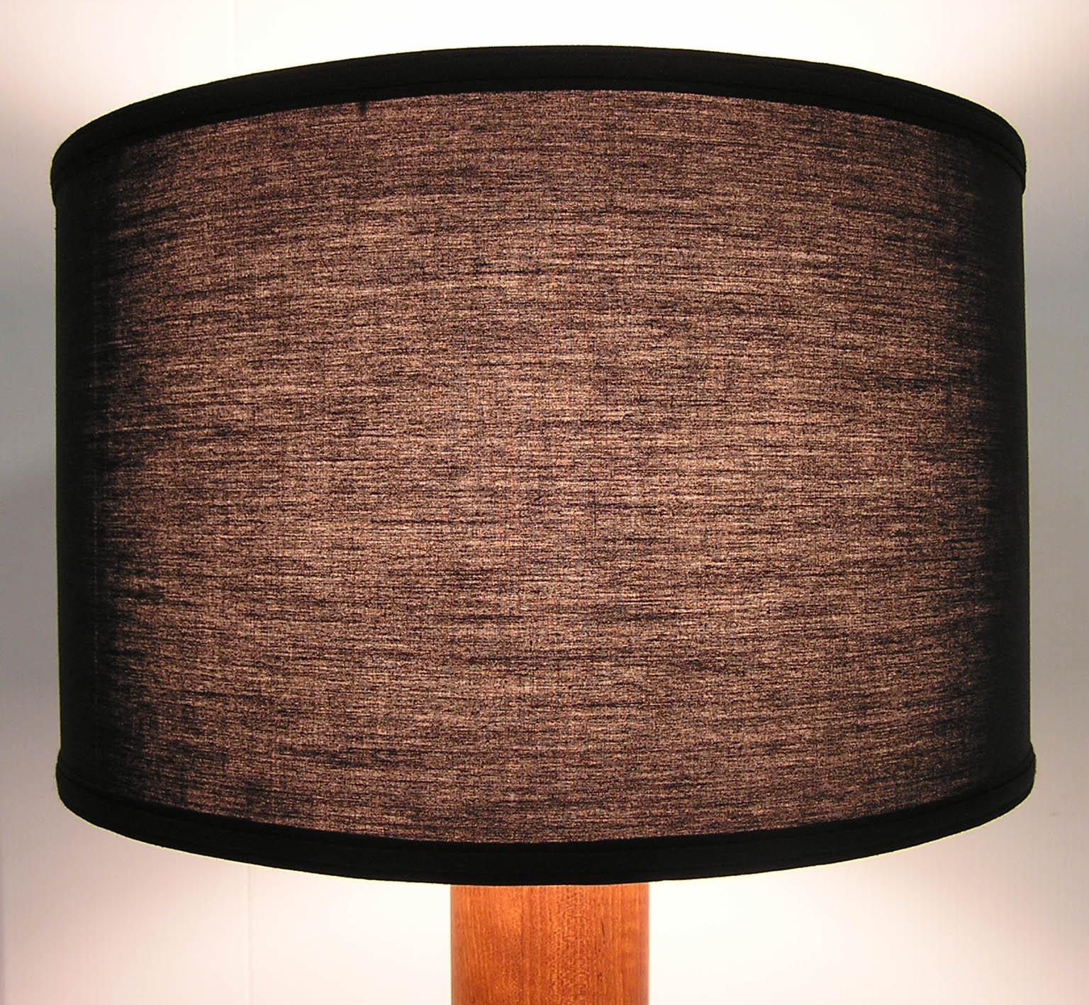 1960s Solid Teak Cylindrical Table Lamp with Brushed Steel Band For Sale 1