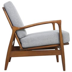 1960s Solid Teak Easy Chair, Organic Shape Lounge Chair, Danish Modern Design