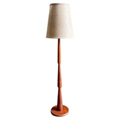 Lampadaire en teck massif des années 1960 avec abat-jour neuf