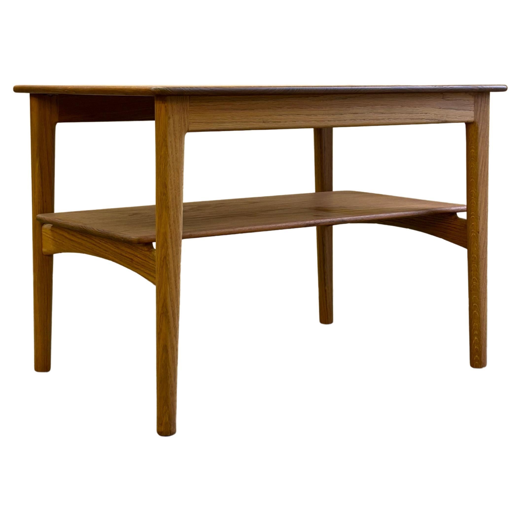 1960s Solid Teak & Oak Side Table by Hans J. Wegner for Johannes Hansen For Sale