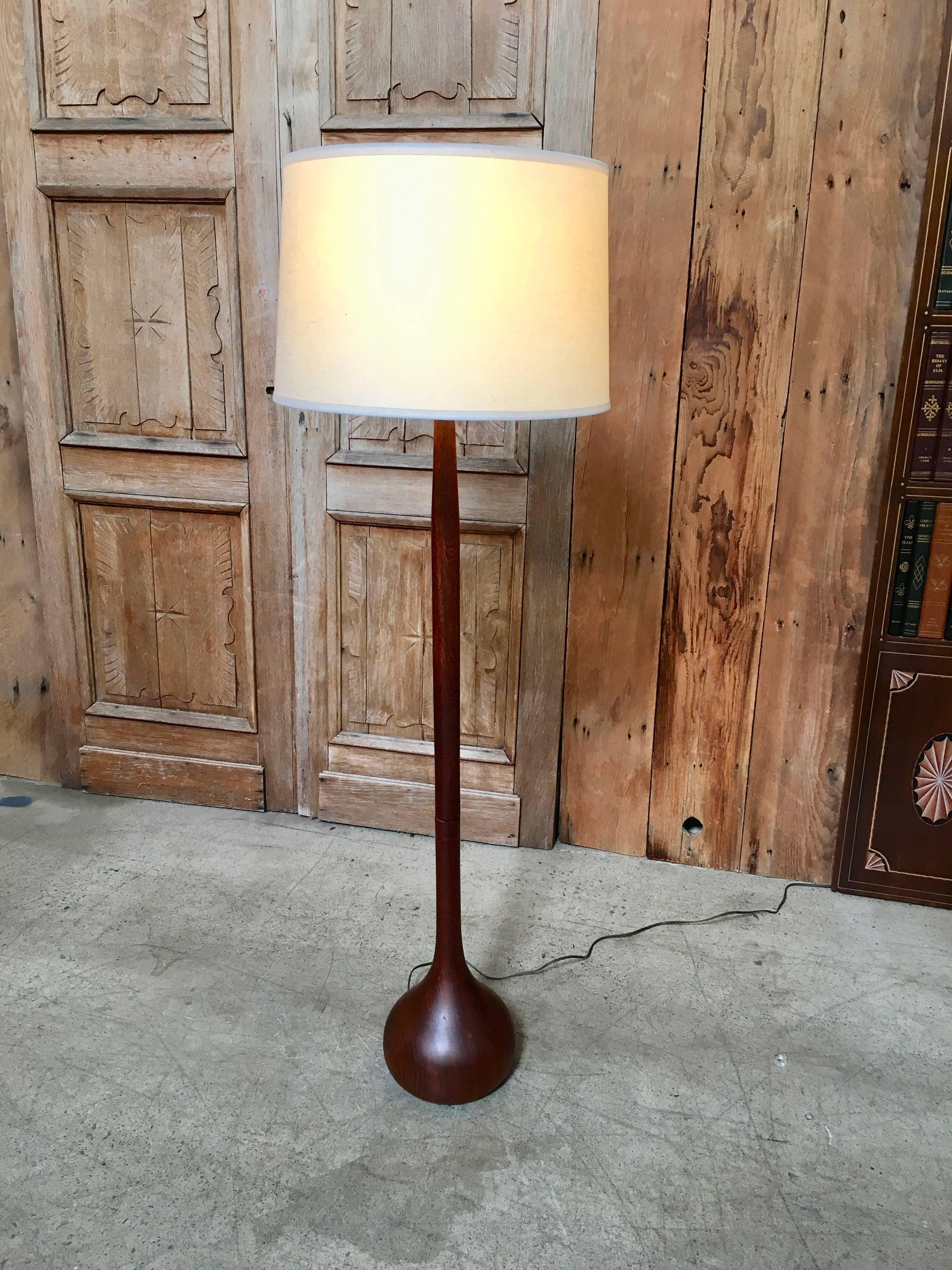 Scandinavian Modern 1960s Solid Teak Onion Floor Lamp