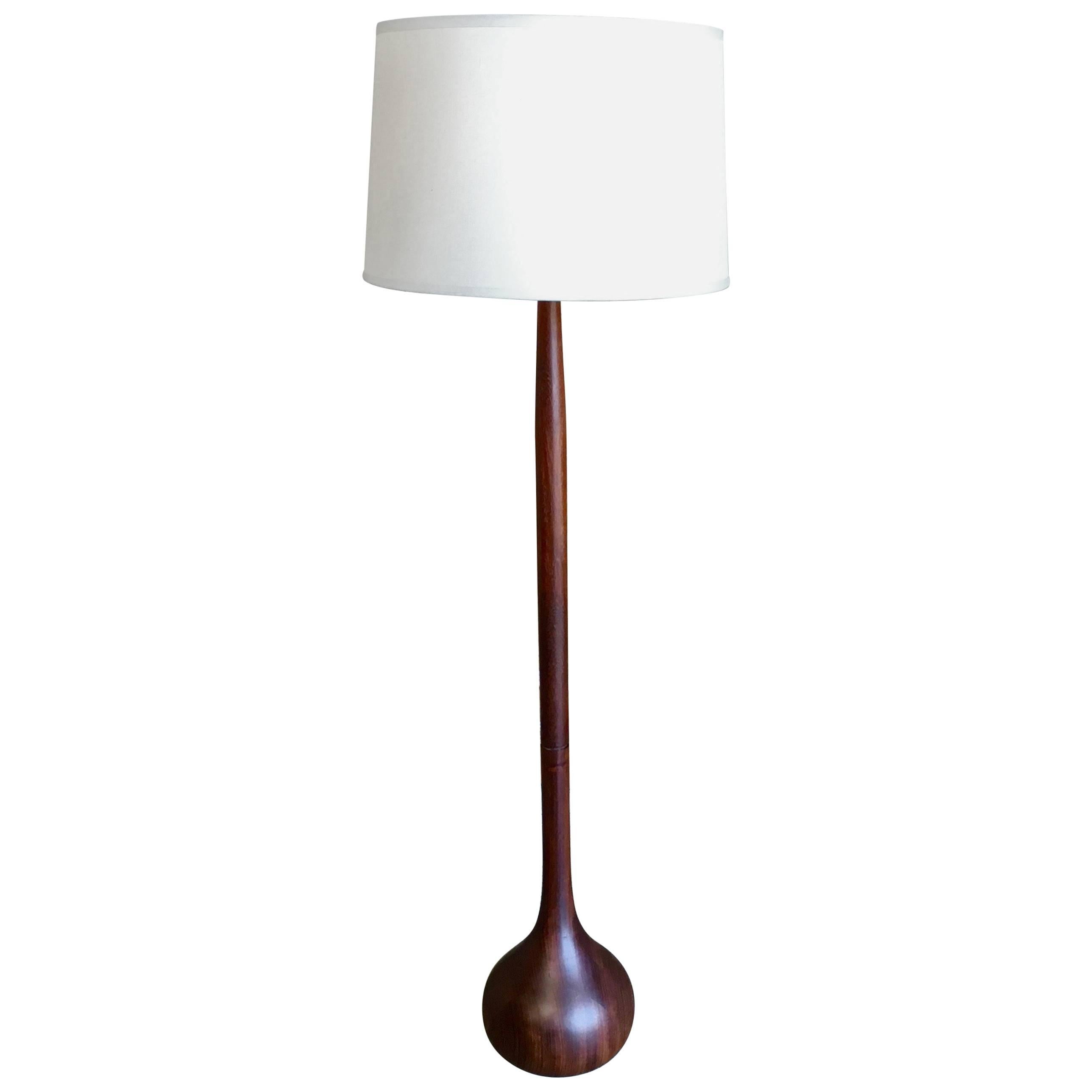 1960s Solid Teak Onion Floor Lamp