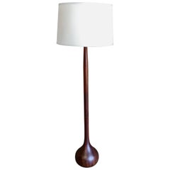 1960er Massiv Teakholz Zwiebel Stehlampe