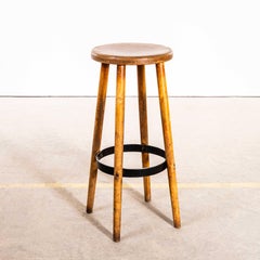 1960's Solid Top Metal Ring Bar Stools