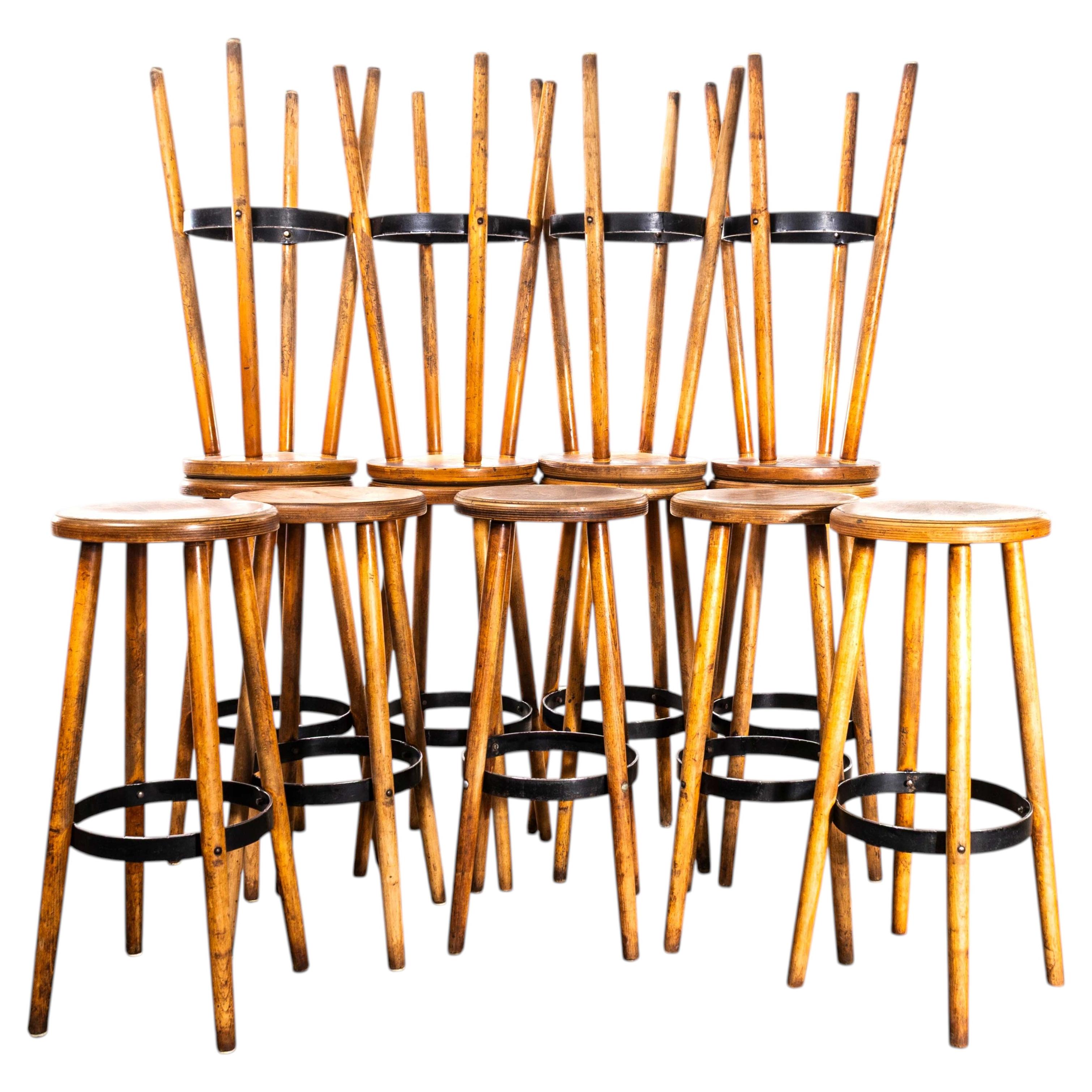 1960's Solid Top Metal Ring Bar Stools For Sale