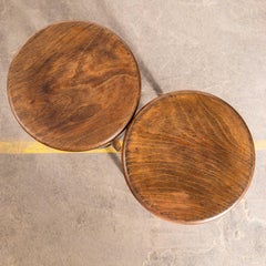 1960's Solid Top Metal Ring Bar Stools - Pair
