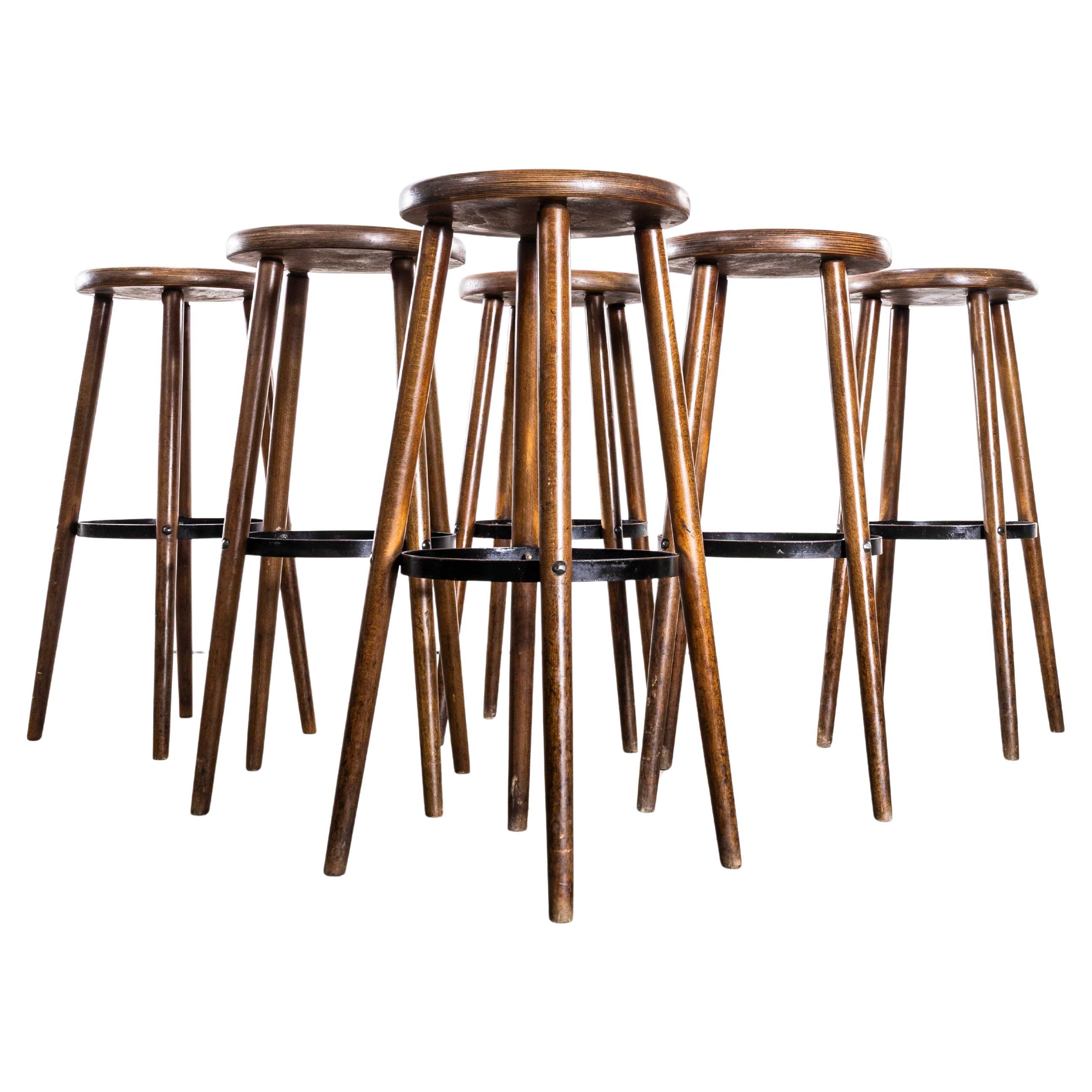 1960
s Solid Top Metal Ring Bar Stools - Set Of Six For Sale