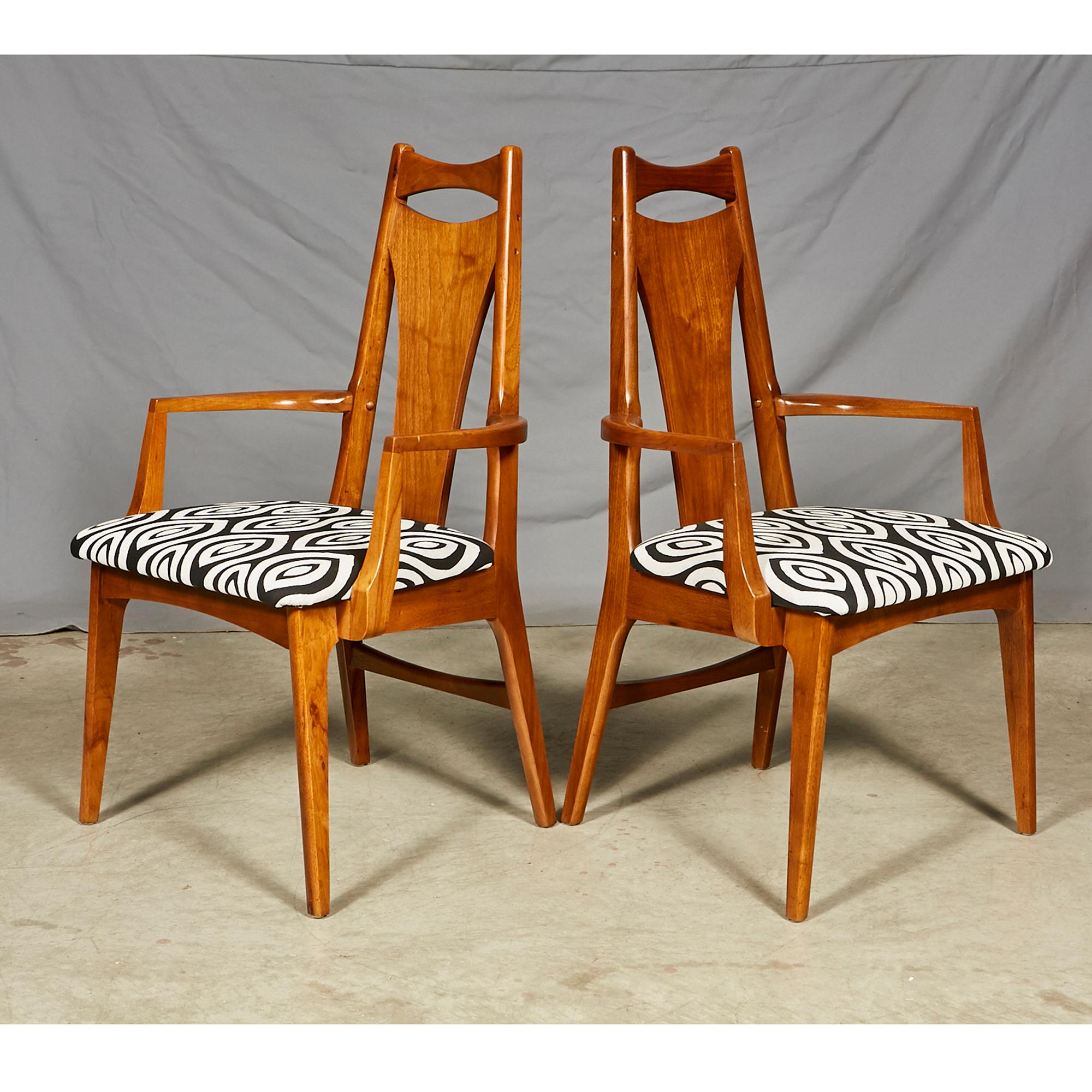 Mid-Century Modern 1960s Solid Walnut Dining Chairs, Set of Six For Sale
