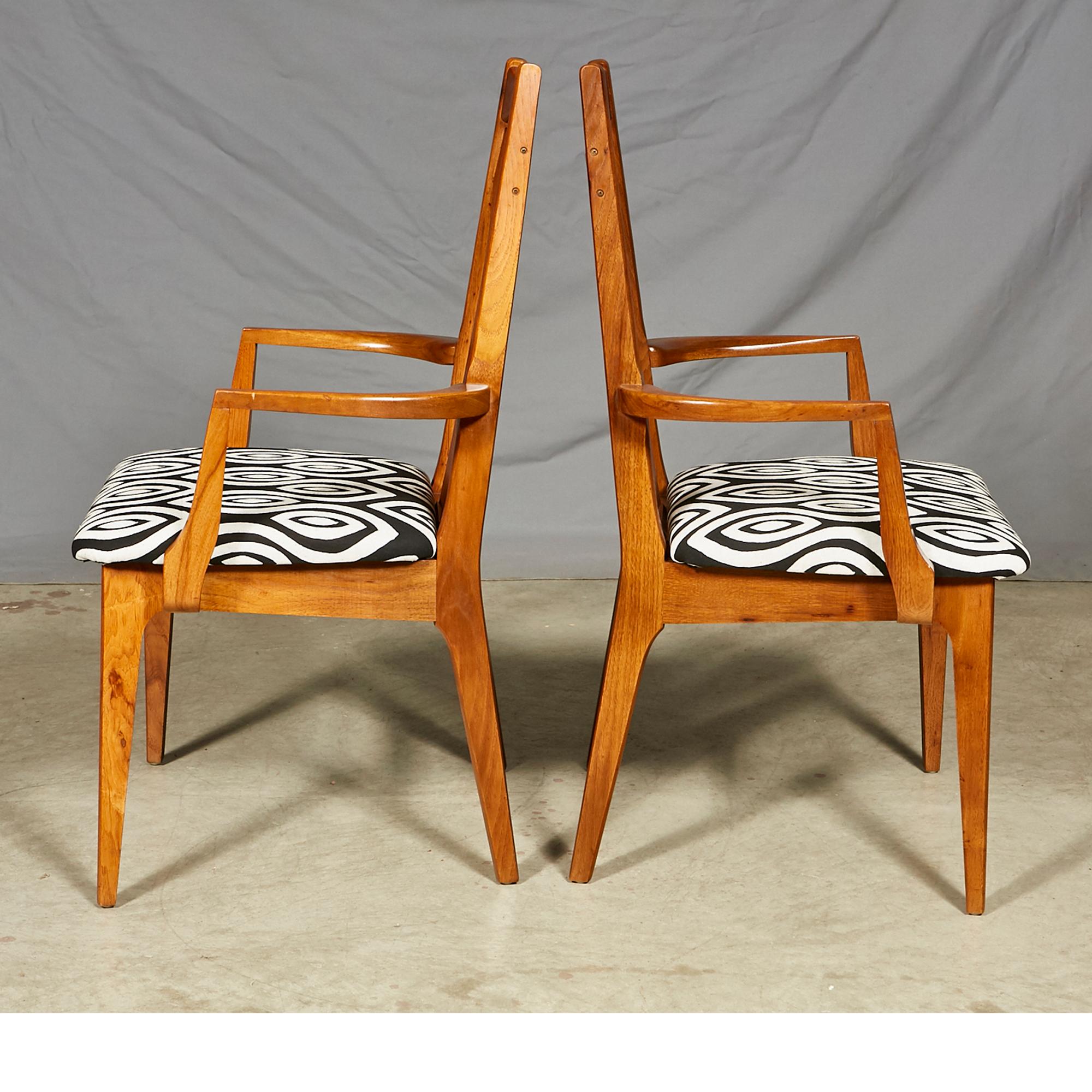 American 1960s Solid Walnut Dining Chairs, Set of Six For Sale