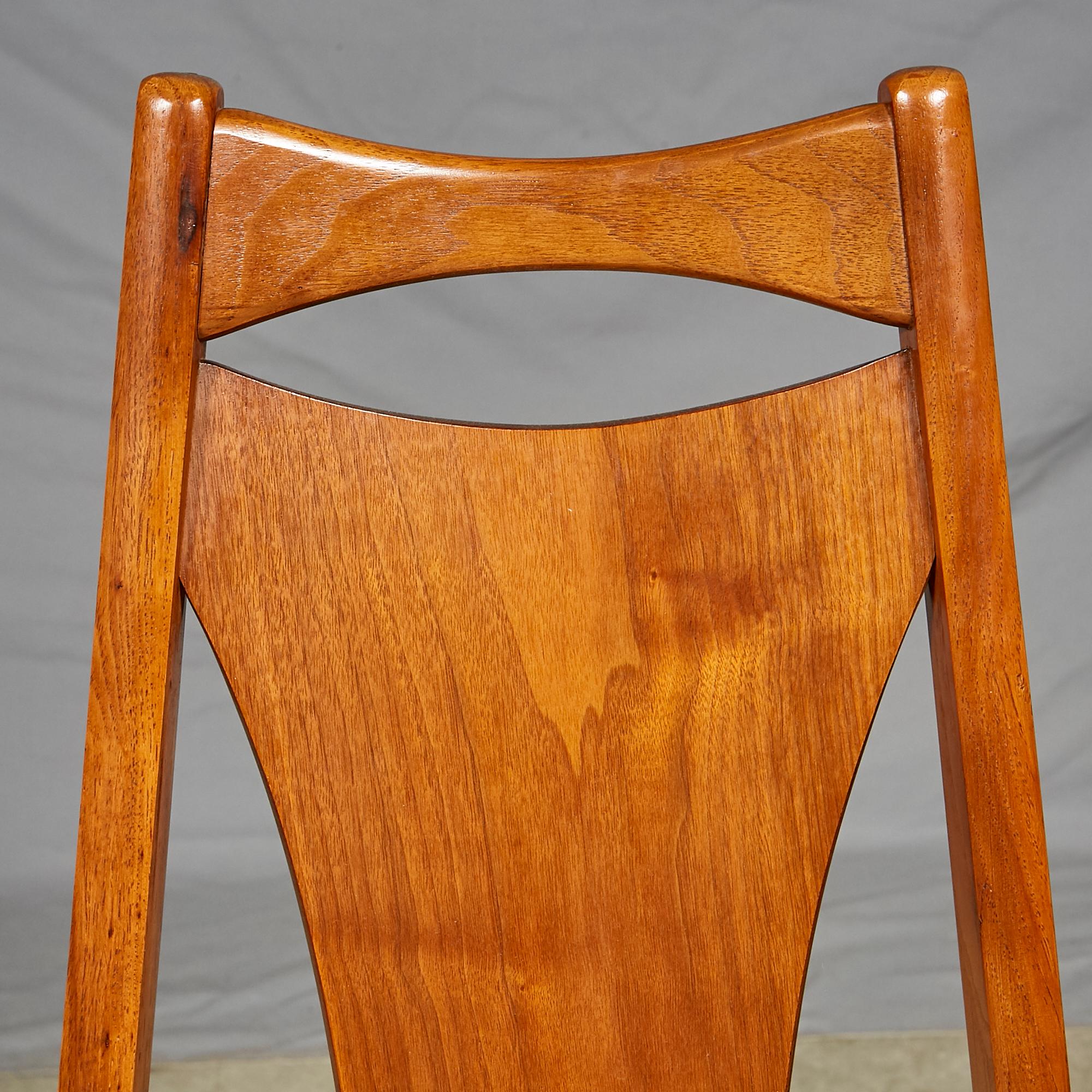 1960s Solid Walnut Dining Chairs, Set of Six For Sale 1