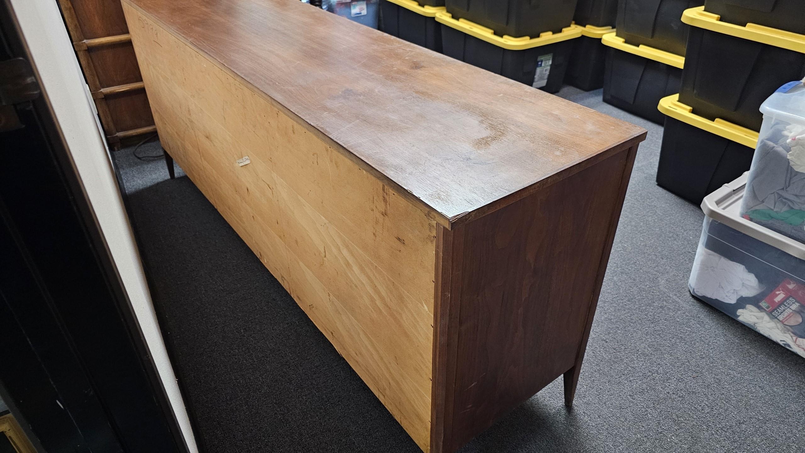 1960s Solid Walnut Mid Century Buffet Sideboard Credenza Mendoza Like Accents For Sale 2