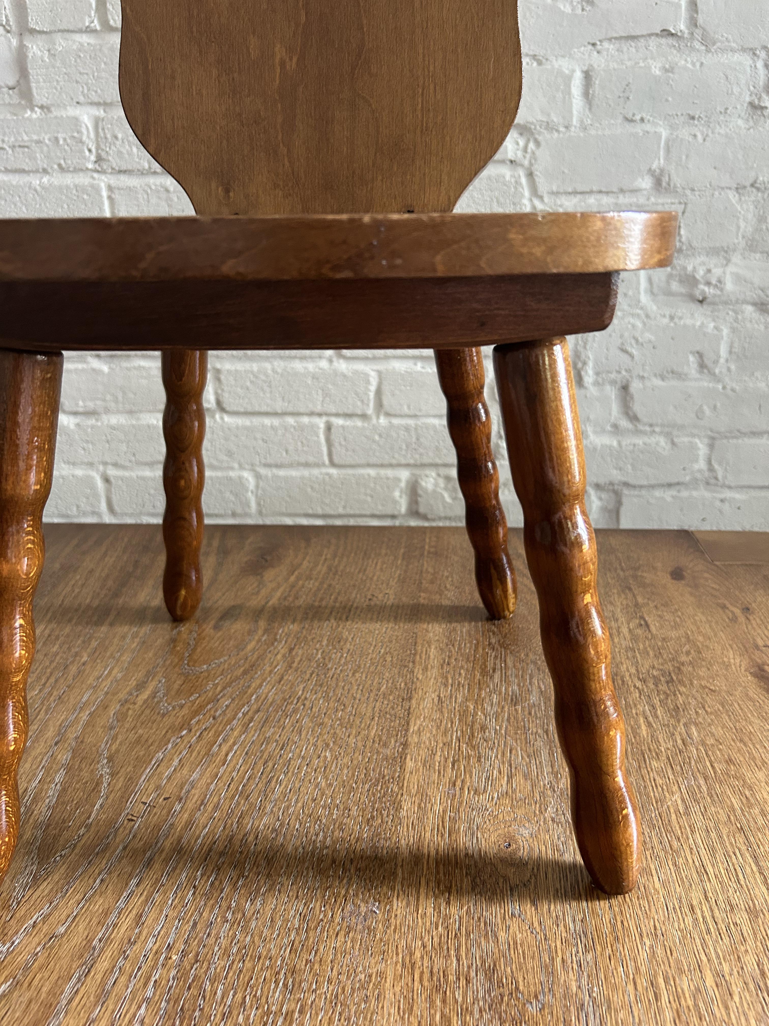 1960s Solid Wood Decorative Stool / Children's Chair, Made in Romania 5